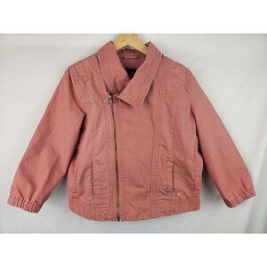 Hurley Womens Jacket Size Med Coral Cropped Motorcycle 3/4 Sleeve Asymmetrical